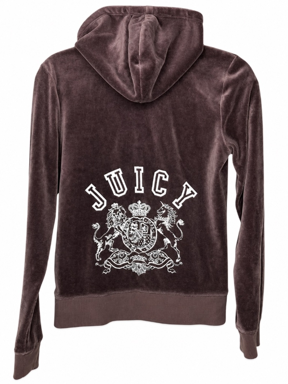 Juicy Couture Y2K Purple Velour Crest Zip Hoodie Jacket Women's Medium